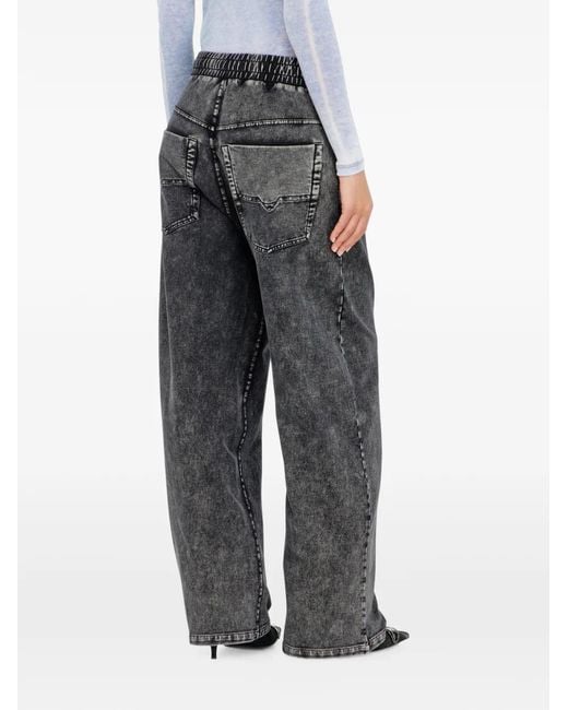 DIESEL Gray Sweatpants With Denim Effect
