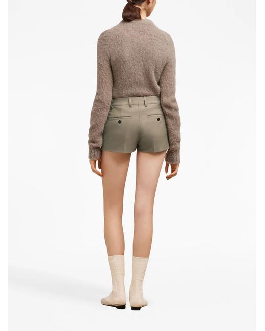 AMI Natural Tailored-Cut Wool Shorts
