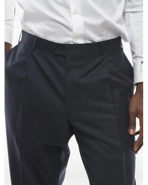 Corneliani Black Mantua Pleated Wool Trousers for men