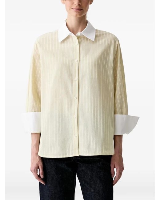 Barbour Natural Striped-Pattern Contrast-Collar Shirt