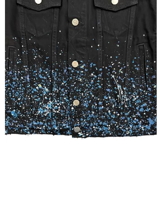 Amiri Black Crystal Painter Trucker Jacket for men