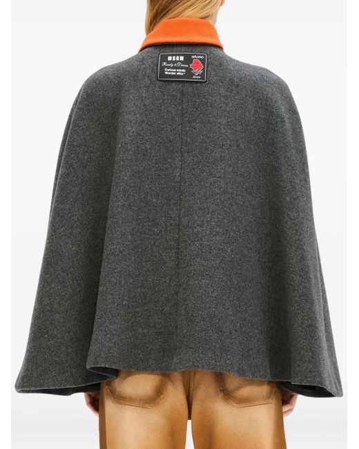 MSGM Orange Attached-Scarf Cape