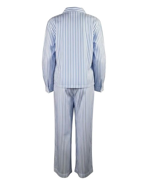 Ralph Lauren Blue Striped-Pattern Pajamas