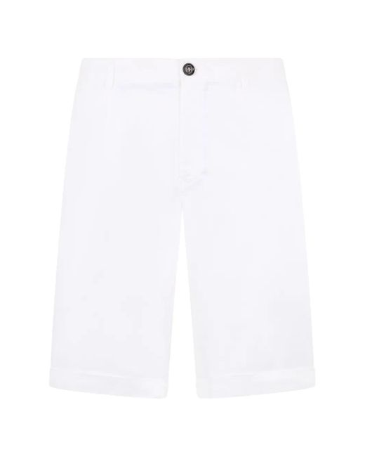 Moorer White Button-Fastening Chino Shorts for men