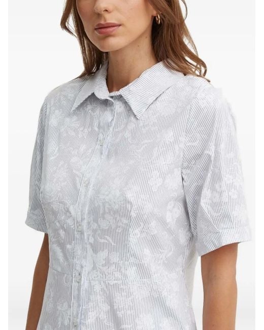 Sandro Ferrone White Floral-Print Shirt Dress