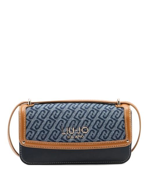 Liu Jo Blue Small Jacquard Denim Crossbody Bag