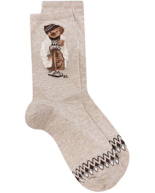 Polo Ralph Lauren Natural Winter Bear Intarsia-knit Ankle Socks