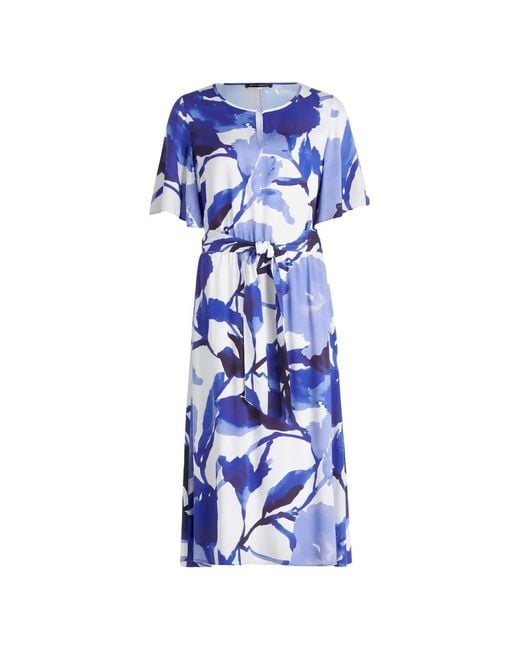 Betty Barclay Blue Floral-Print Belted Dress