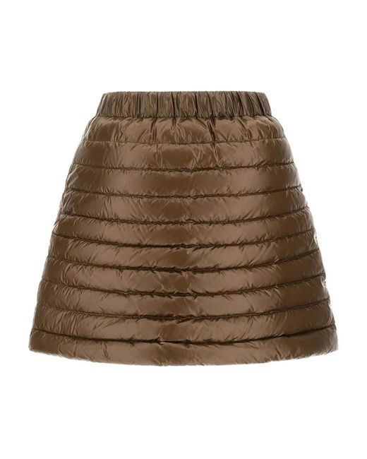 Herno Brown Quilted Drawstring Mini Skirt