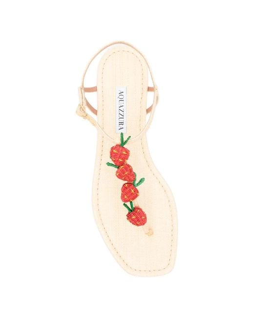 Aquazzura Natural Fragolina Sugar Strawberry-Embellishment Sandals