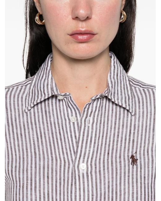 Polo Ralph Lauren White Striped Logo Top