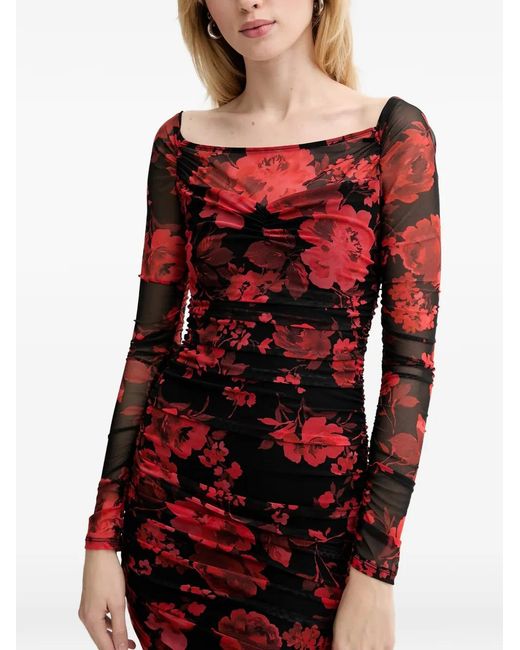Guess Red Square-Neck Mini Dress