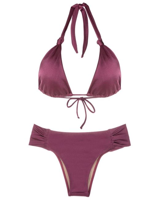 Set Bikini Con Dettaglio A Nodo di Brigitte Bardot in Purple