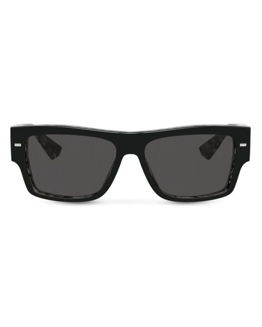 Dolce & Gabbana Black Lusso Sartoriale Rectangle-Frame Sunglasses for men
