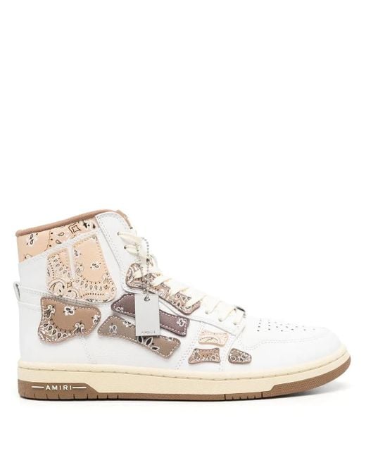 Amiri White Skel Top Hi Bandana Leather Sneakers for men