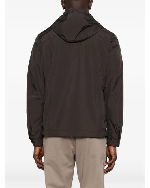 Moorer Brown Button Hooded Jacket for men