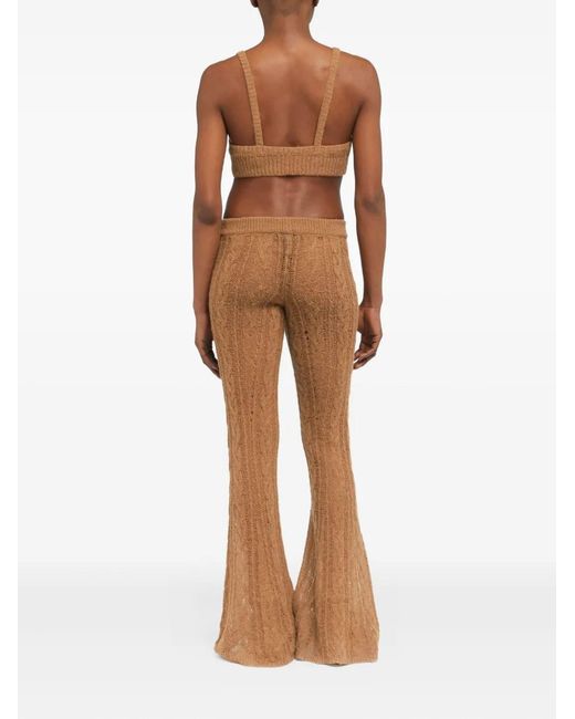 Alanui Brown Desert Drift Cable-Knit Trousers