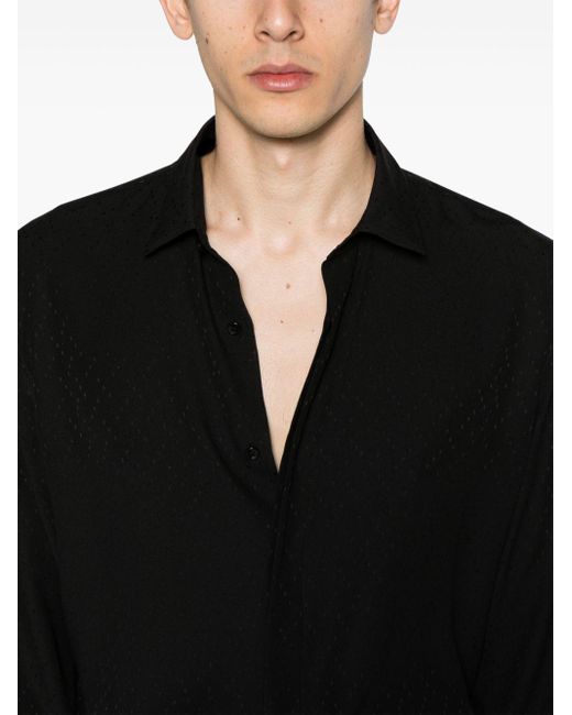 メンズ Saint Laurent ジャカード シルクシャツ Black