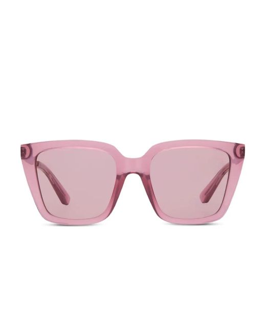 Burberry Pink Check Engraved Square Sunglasses