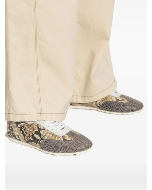 Marni Gray Crocodile-Effect Sneakers