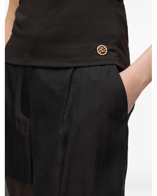 Karl Lagerfeld Black One-Shoulder Draped Top