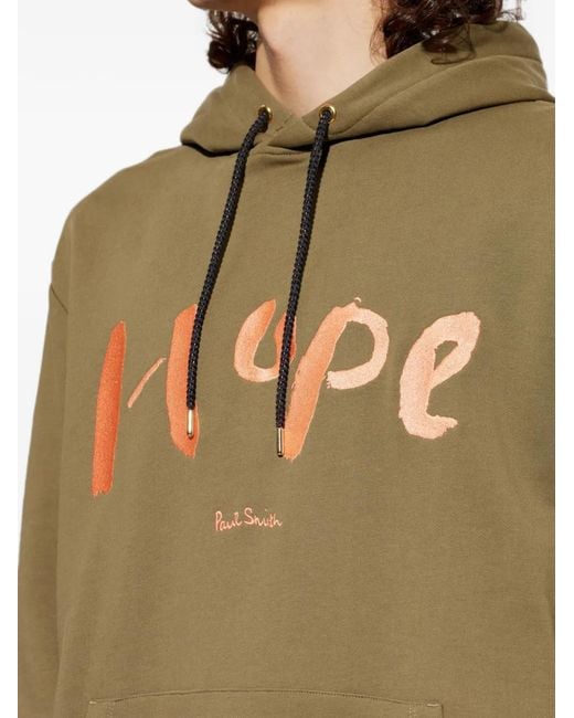 Paul Smith Green Hope-Print Drawstring Hoodie for men