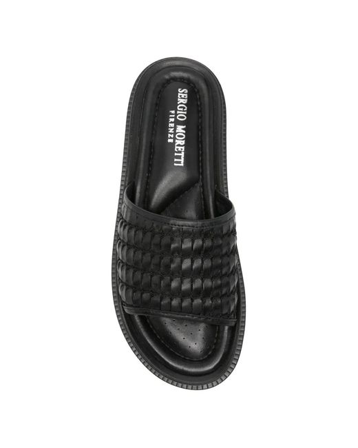 SERGIO MORETTI FIRENZE Black Woven-Strap Slides