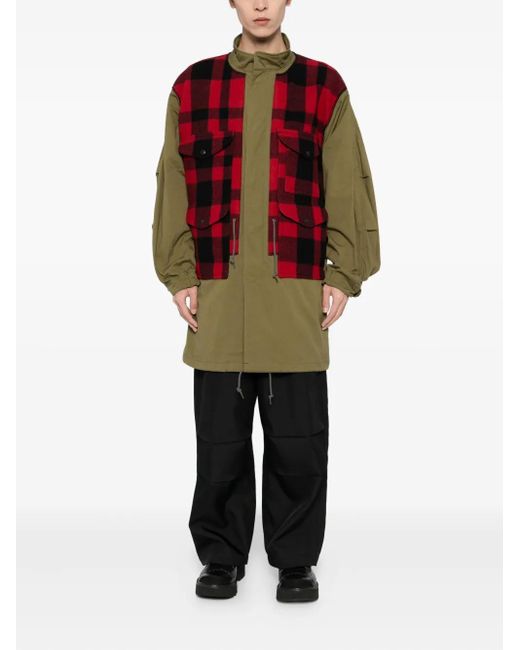 Junya Watanabe Red Checked Fishtail Parka for men