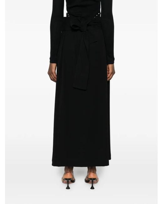 Marie Adam-Leenaerdt Black Tie-Fastening Wrap Maxi Skirt