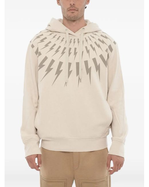 Neil Barrett Natural Fairisle Thunderbolt Hoodie for men