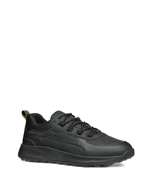Geox Black Terrestre Leather Lace-Up Sneakers for men