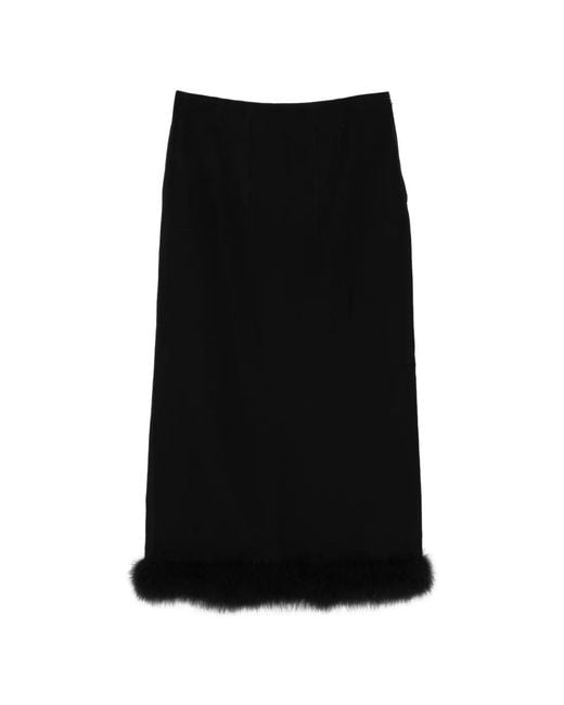 Moschino Black Feather-Trim Maxi Skirt