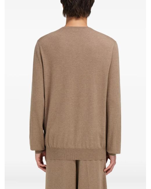 Ferragamo Brown V-Neck Sweater With Pocket Detail for men
