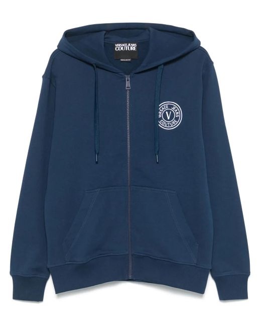 Versace Jeans Couture Blue Logo-Embroidered Hoodie for men