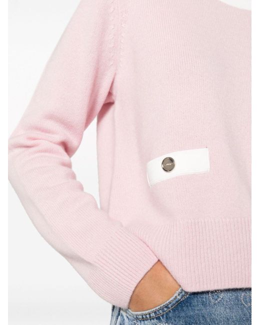 Sandro Pink Contrasting-panel Knitted Jumper