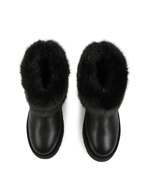 Karl Lagerfeld Black Skylar Faux-Fur Platform Boots