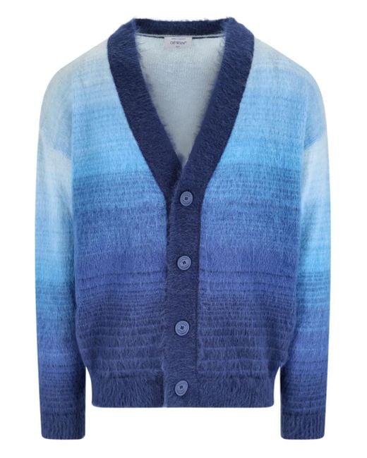 Off-White c/o Virgil Abloh Blue Arrow-Detail V-Neck Cardigan for men