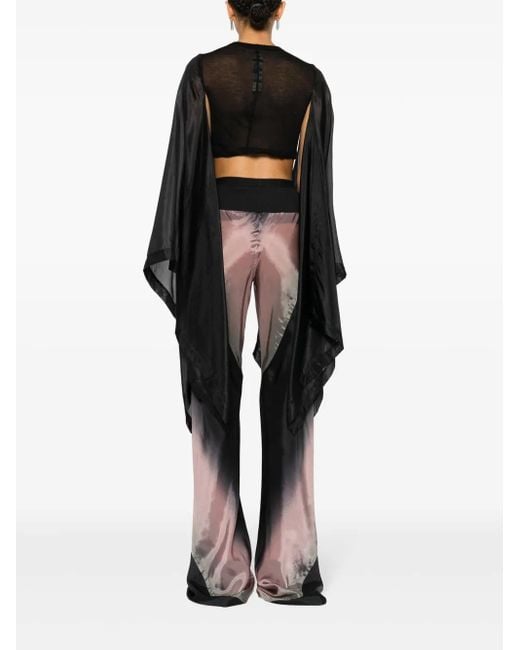 Rick Owens Black Long Sleeve Cropped T-Shirt