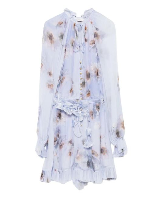 Zimmermann フローラル ラッフル ロンパース Blue