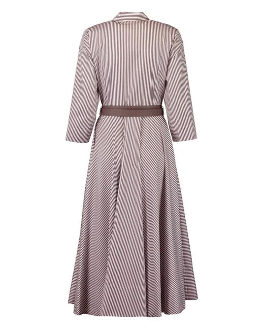 Michael Kors Purple Striped Belted Shirt Dress