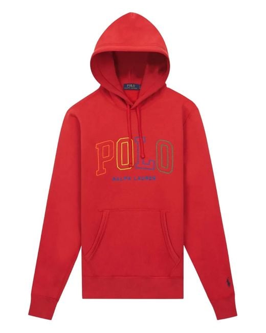 Polo Ralph Lauren Red Logo-Detail Cotton Hoodie for men