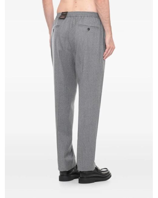 Incotex Gray Drawstring-Waist Pleated Trousers for men
