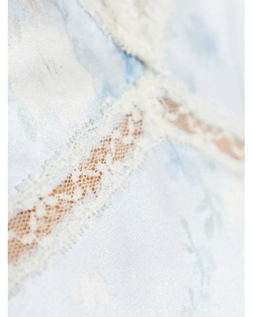 LoveShackFancy Blue Eline Lace Floral-Print Maxi Dress