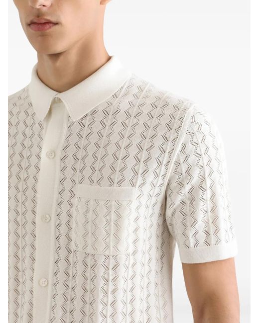 Dolce & Gabbana White Openwork Cotton Polo Shirt for men
