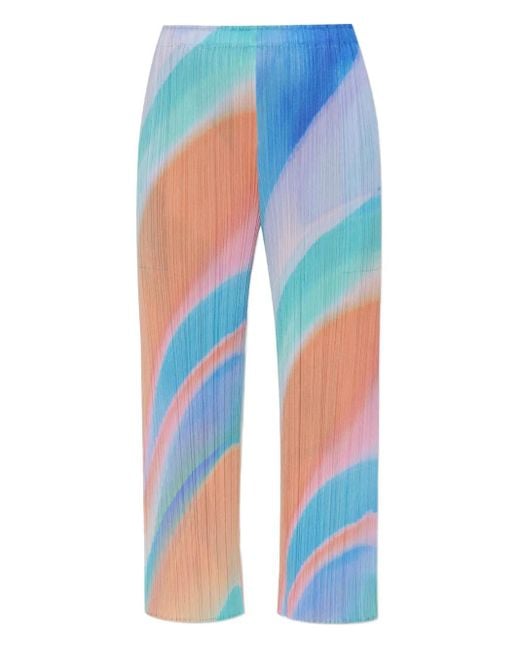 Pleats Please Issey Miyake Blue Pleated Ombre Trousers
