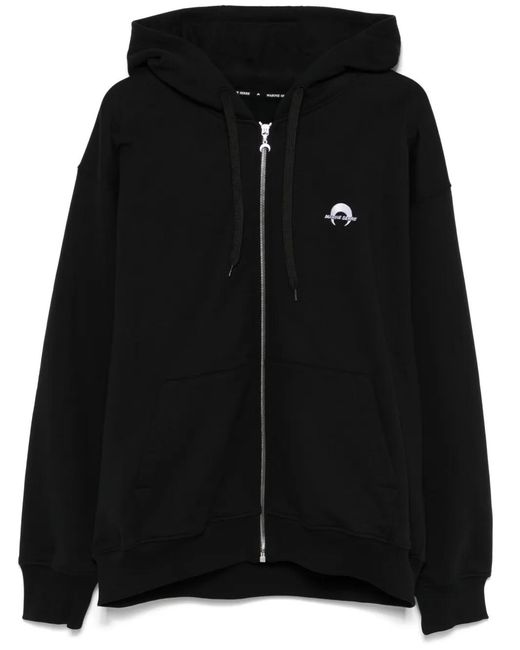 MARINE SERRE Black Moon-Logo Zip-Up Hoodie