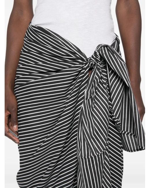 Frankie Shop Gray Striped Wrap-Style Maxi Skirt