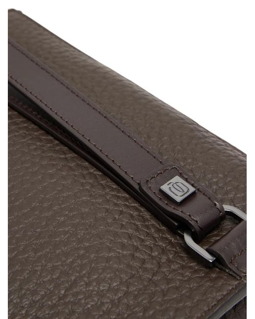 Piquadro Black Buckle-Fastening Clutch Bag for men