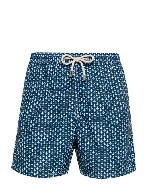 Mc2 Saint Barth Blue Anchor-print Swim Shorts for men