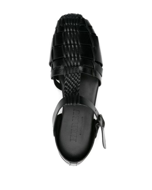 Hereu Black Vedra Leather Sandals for men